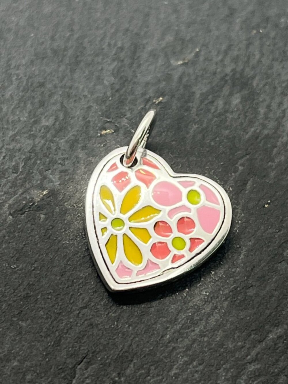 James Avery S925 Sterling Silver Mosaic Flower Heart Charm